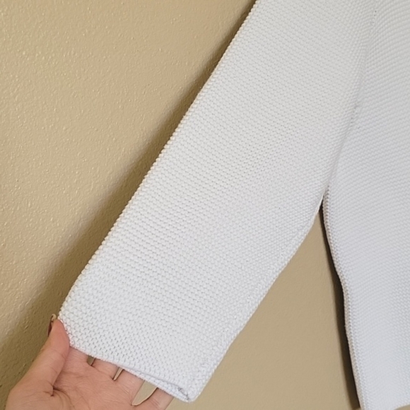 COS Womens White Neutral Chunky Knit 3/4 Sleeve Cotton Sweater - Size Large - Picture 3 of 7